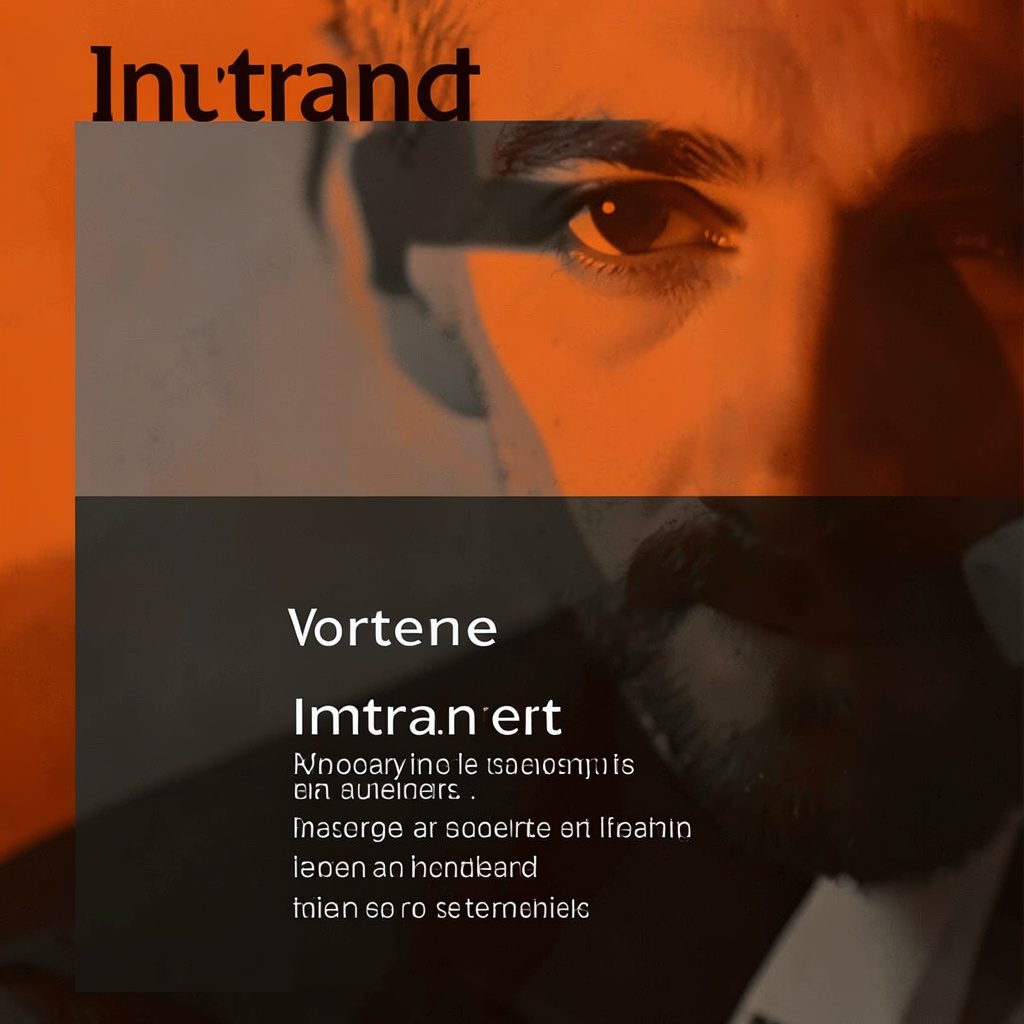 Schematische Darstellung von Intranet-Vorteilen als Illustration in Orange und Dunkelgrau, strukturiert und übersichtlich